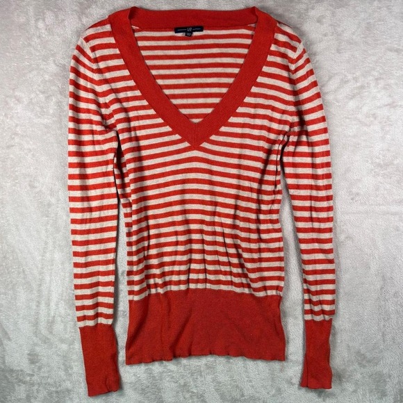 Sweaters - Gap orange and cream striped sweater size M